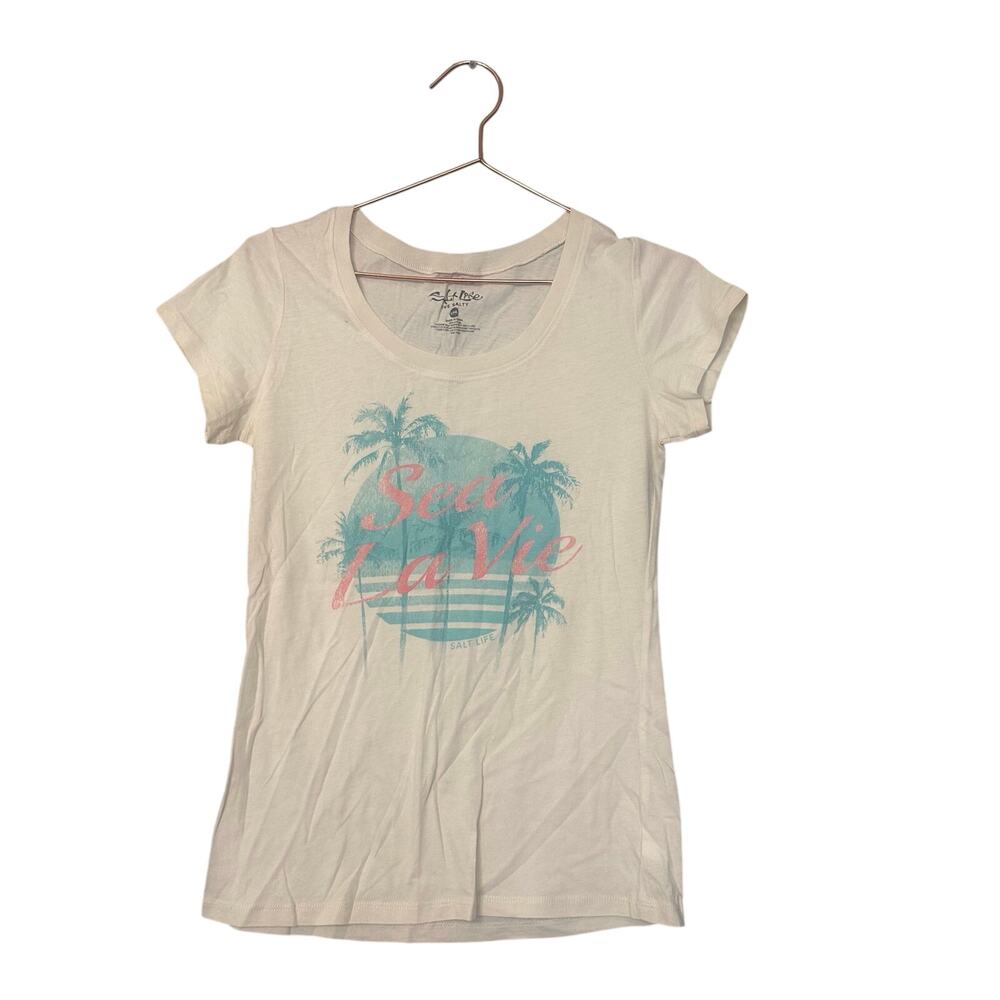 Salt life island living cream t shirt size small live salty